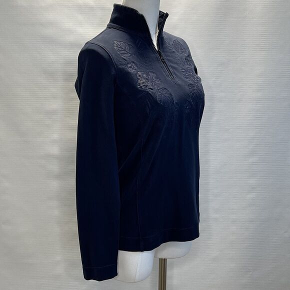 Tommy Bahama Womens 1/2 Zip Pullover Size XS, Navy Blue, Jen Terry Ember Floral - Picture 3 of 10
